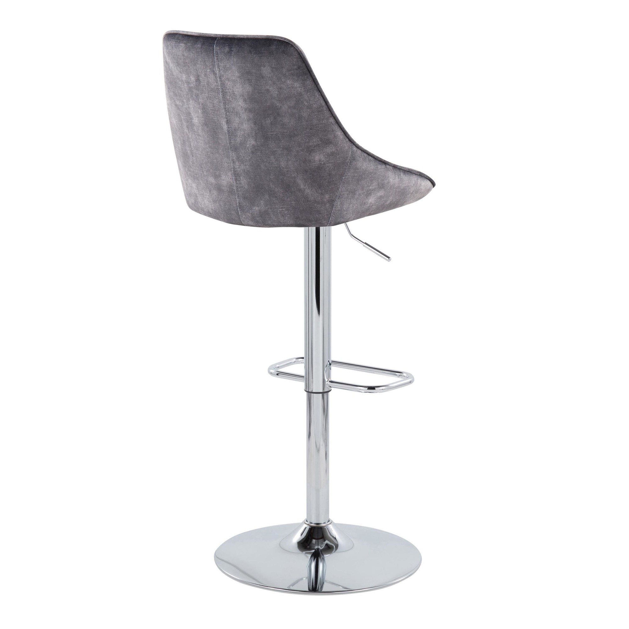 Diana Grey Velvet Contemporary Swivel Adjustable Barstools (Set of 2) 8 Diana Grey Velvet Contemporary Swivel Adjustable Barstools (Set of 2) - Image 8