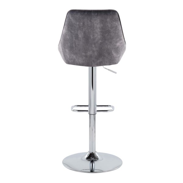 Diana Grey Velvet Contemporary Swivel Adjustable Barstools Set of 2 8