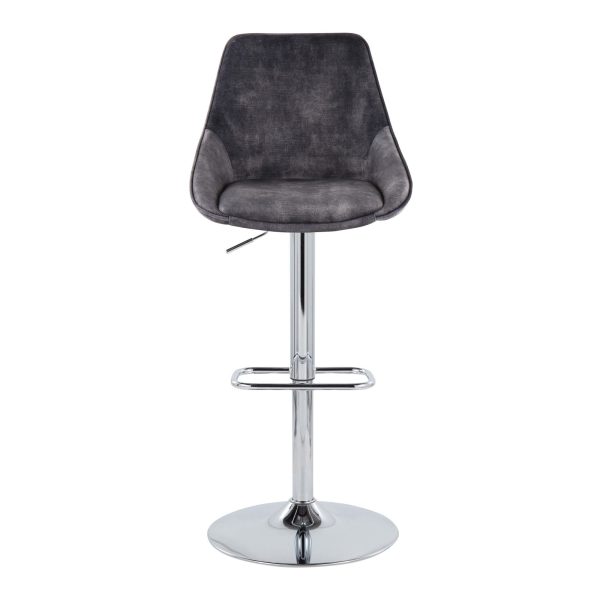 Diana Grey Velvet Contemporary Swivel Adjustable Barstools Set of 2 9