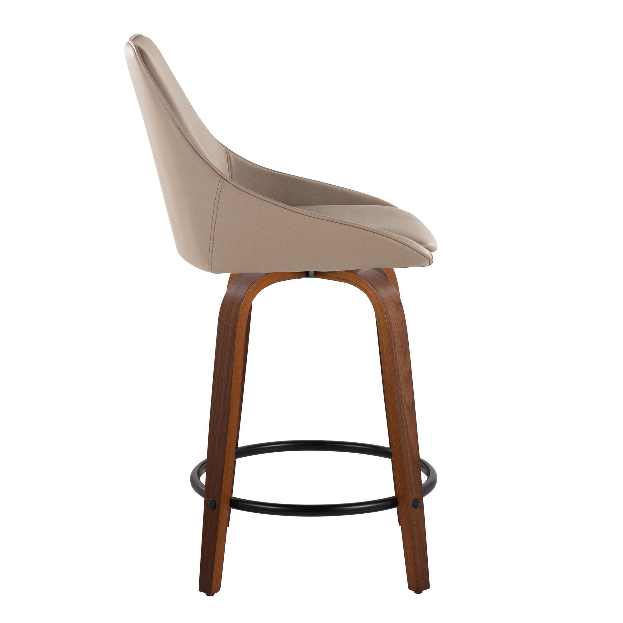 Diana Walnut Brown Faux Leather Contemporary 24-Inch Stools (Set of 2) 5 Diana Walnut Brown Faux Leather Contemporary 24-Inch Stools (Set of 2) - Image 5