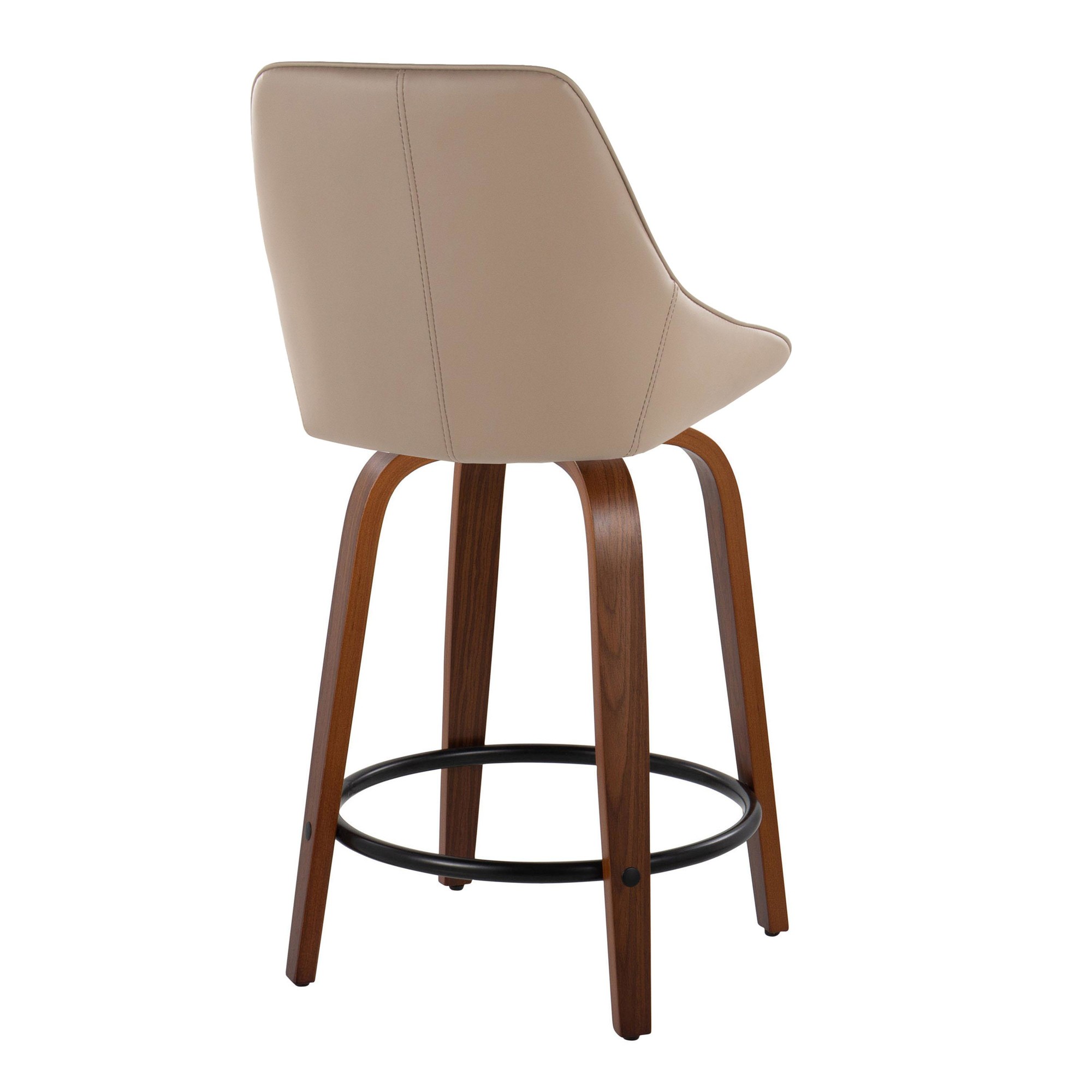 Diana Walnut Brown Faux Leather Contemporary 24-Inch Stools (Set of 2) 6 Diana Walnut Brown Faux Leather Contemporary 24-Inch Stools (Set of 2) - Image 6