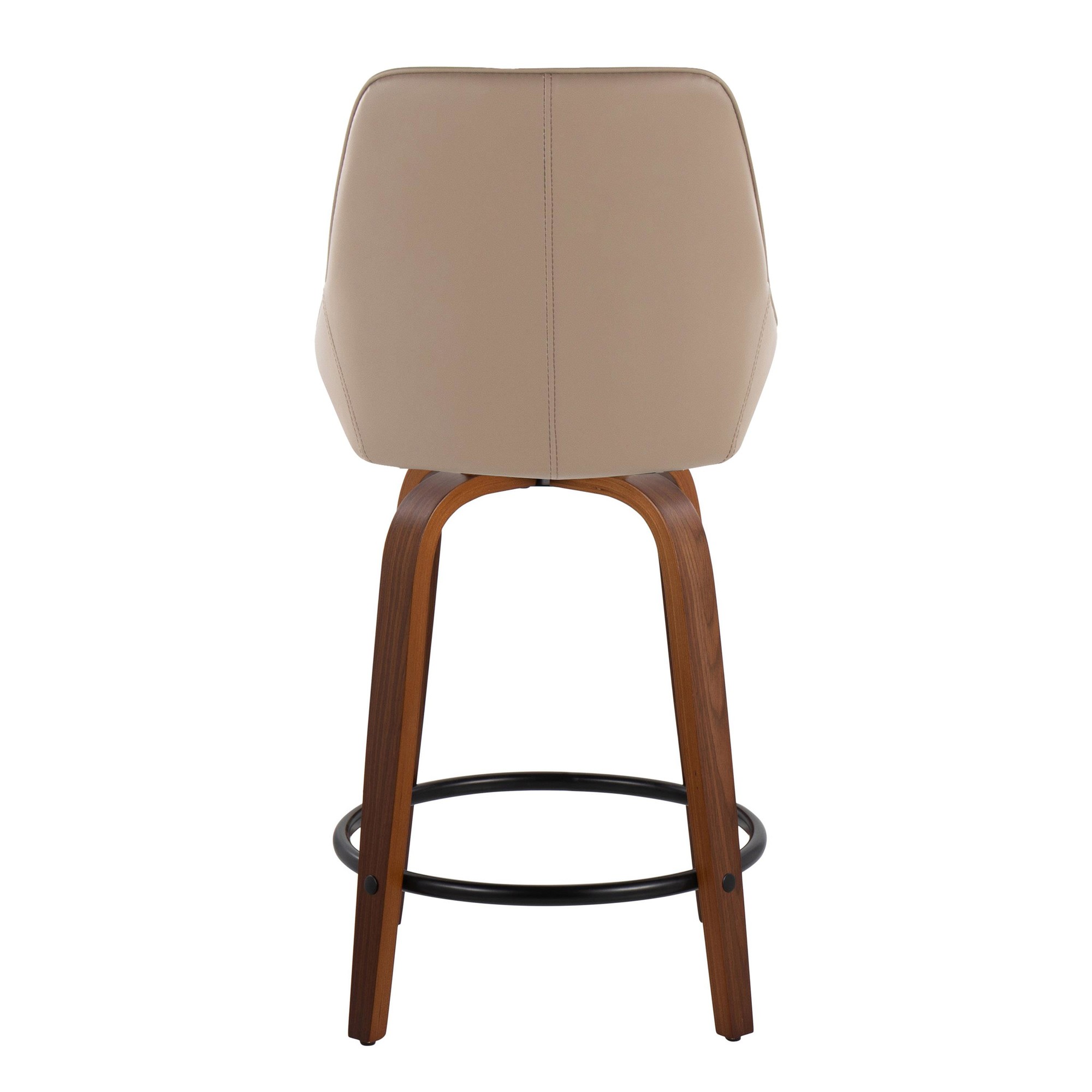 Diana Walnut Brown Faux Leather Contemporary 24-Inch Stools (Set of 2) 7 Diana Walnut Brown Faux Leather Contemporary 24-Inch Stools (Set of 2) - Image 7