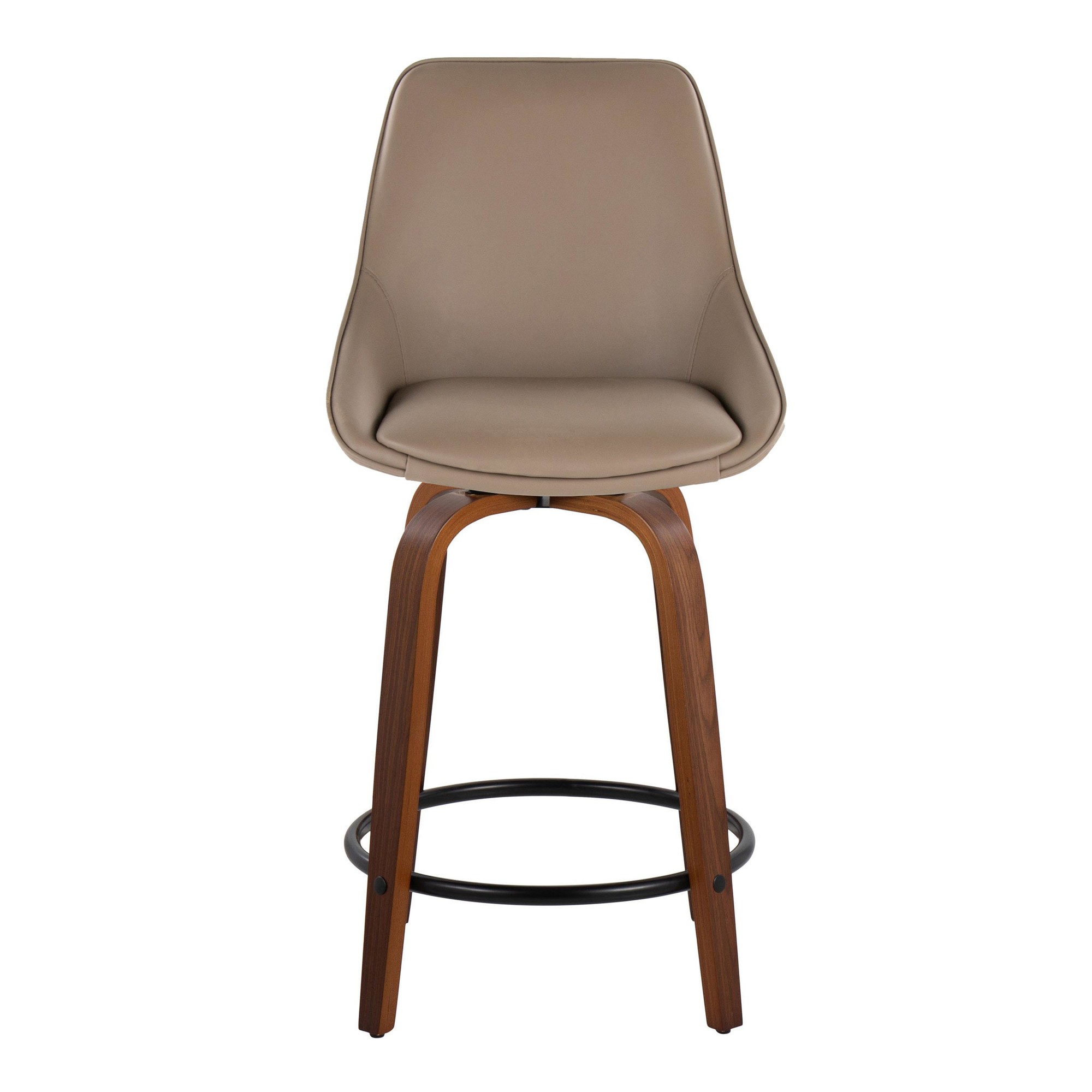 Diana Walnut Brown Faux Leather Contemporary 24-Inch Stools (Set of 2) 8 Diana Walnut Brown Faux Leather Contemporary 24-Inch Stools (Set of 2) - Image 8