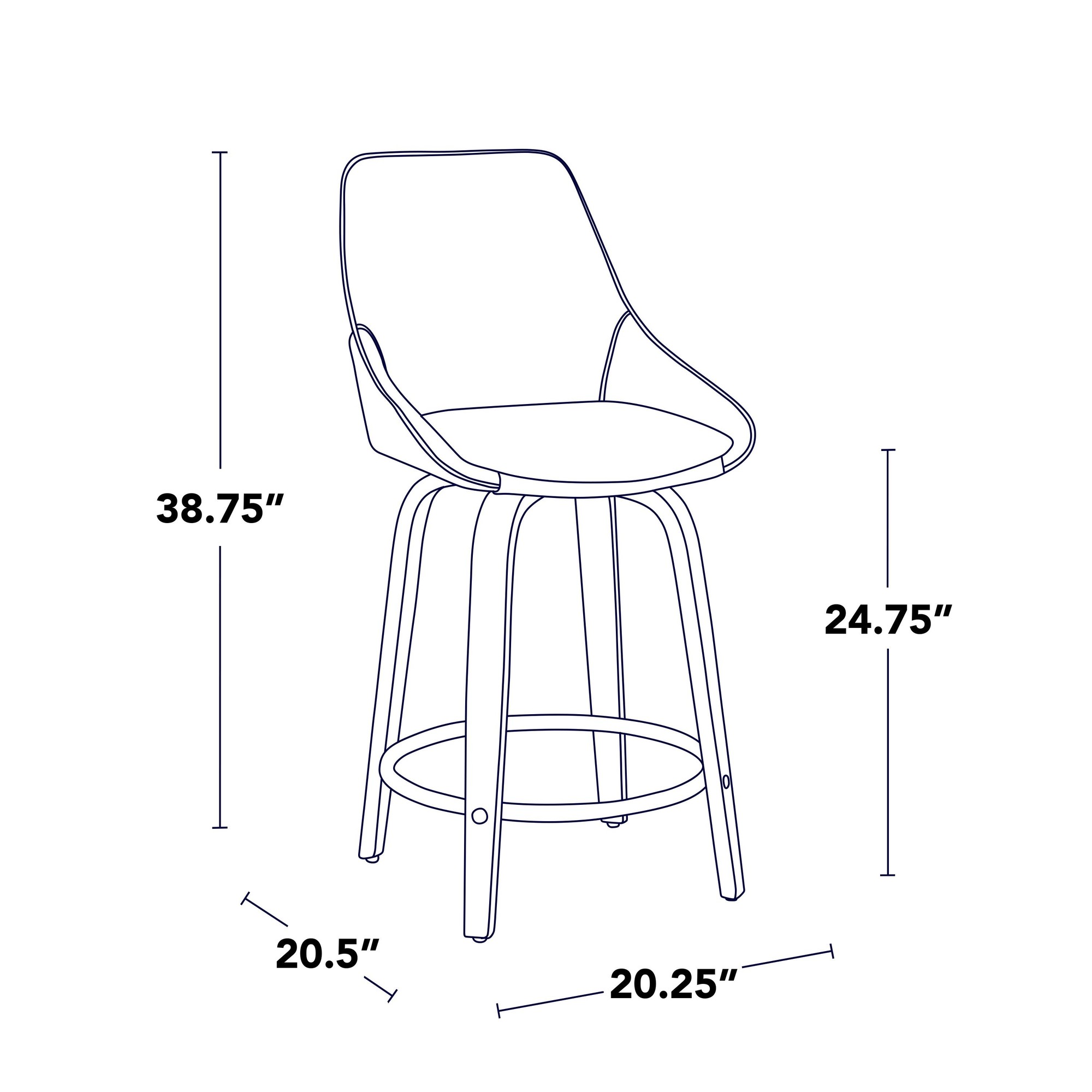 Diana Walnut Brown Faux Leather Contemporary 24-Inch Stools (Set of 2) 9 Diana Walnut Brown Faux Leather Contemporary 24-Inch Stools (Set of 2) - Image 9