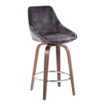 Diana Zebra Wood Grey Velvet Counter Stool (Set of 2) 9 Diana Zebra Wood Grey Velvet Counter Stool (Set of 2)
