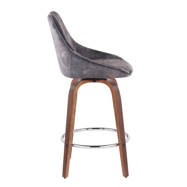 Diana Zebra Wood Grey Velvet Counter Stool Set of 2 2