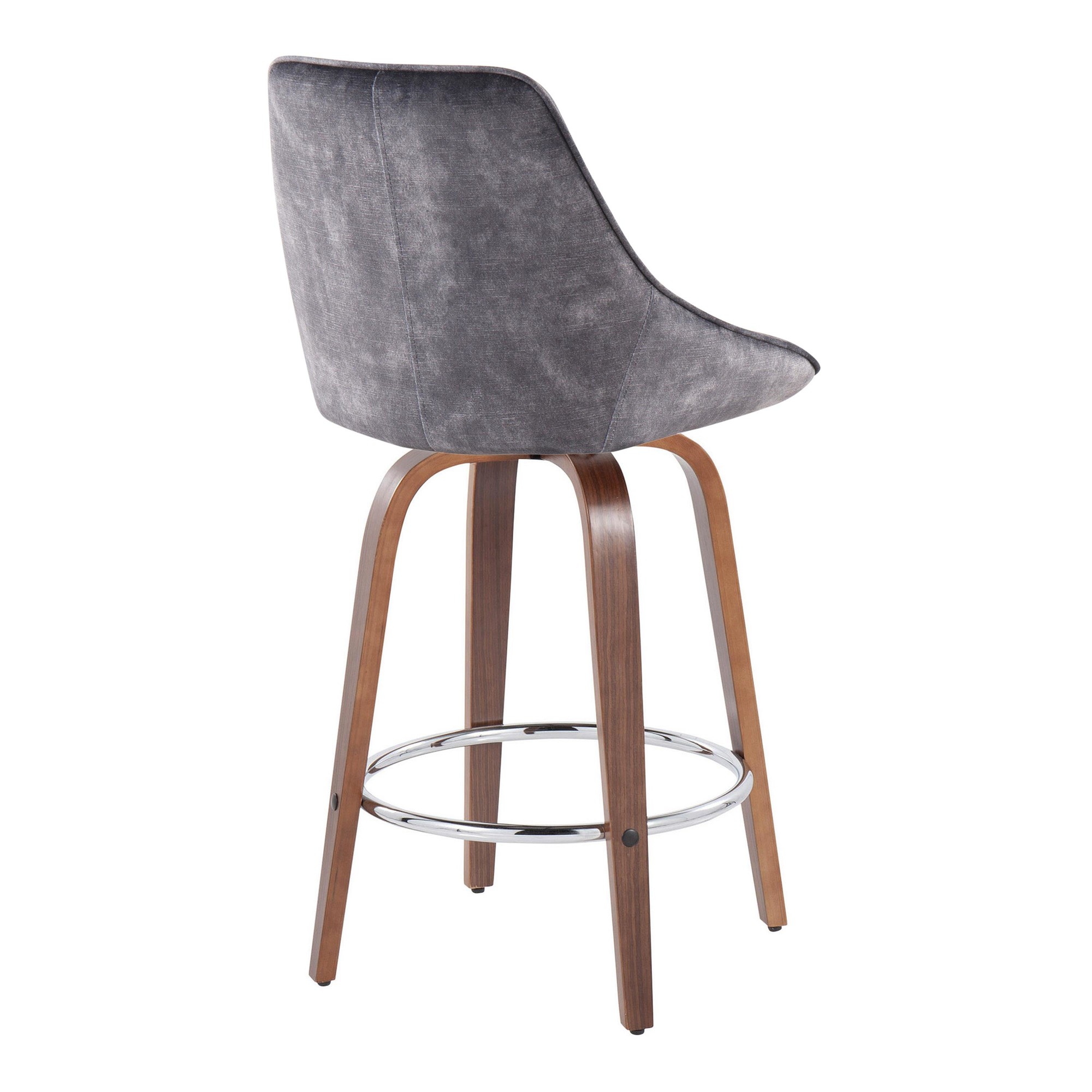 Diana Zebra Wood Grey Velvet Counter Stool (Set of 2) 4 Diana Zebra Wood Grey Velvet Counter Stool (Set of 2) - Image 4