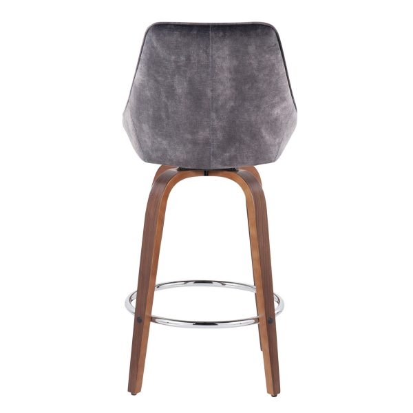 Diana Zebra Wood Grey Velvet Counter Stool Set of 2 4