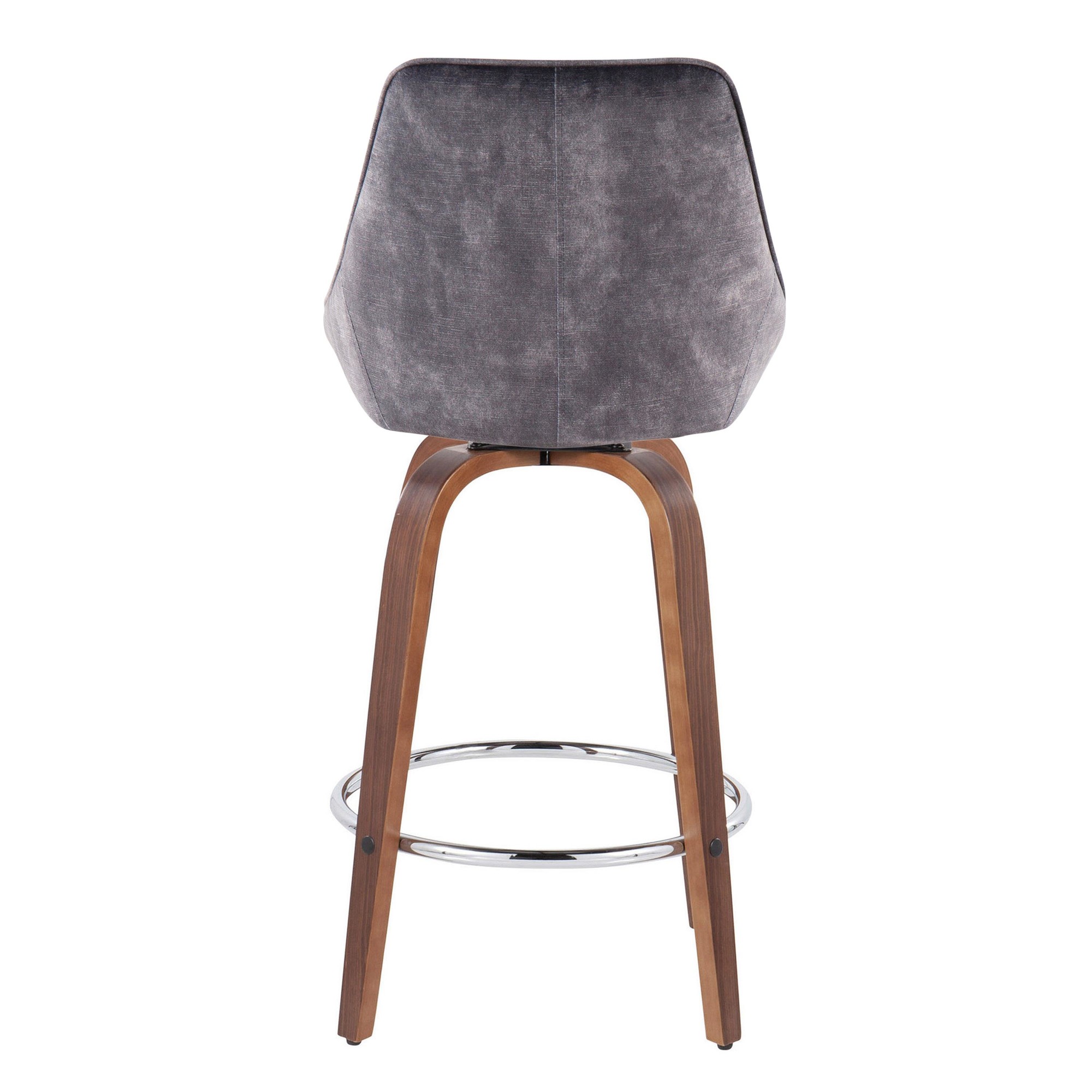 Diana Zebra Wood Grey Velvet Counter Stool (Set of 2) 5 Diana Zebra Wood Grey Velvet Counter Stool (Set of 2) - Image 5