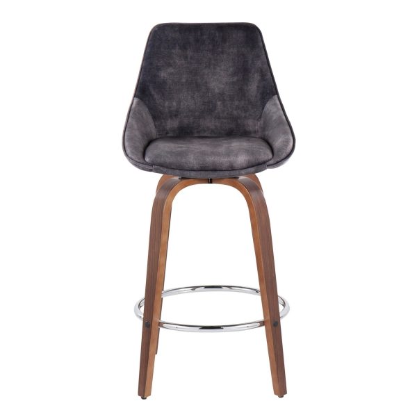 Diana Zebra Wood Grey Velvet Counter Stool Set of 2 5