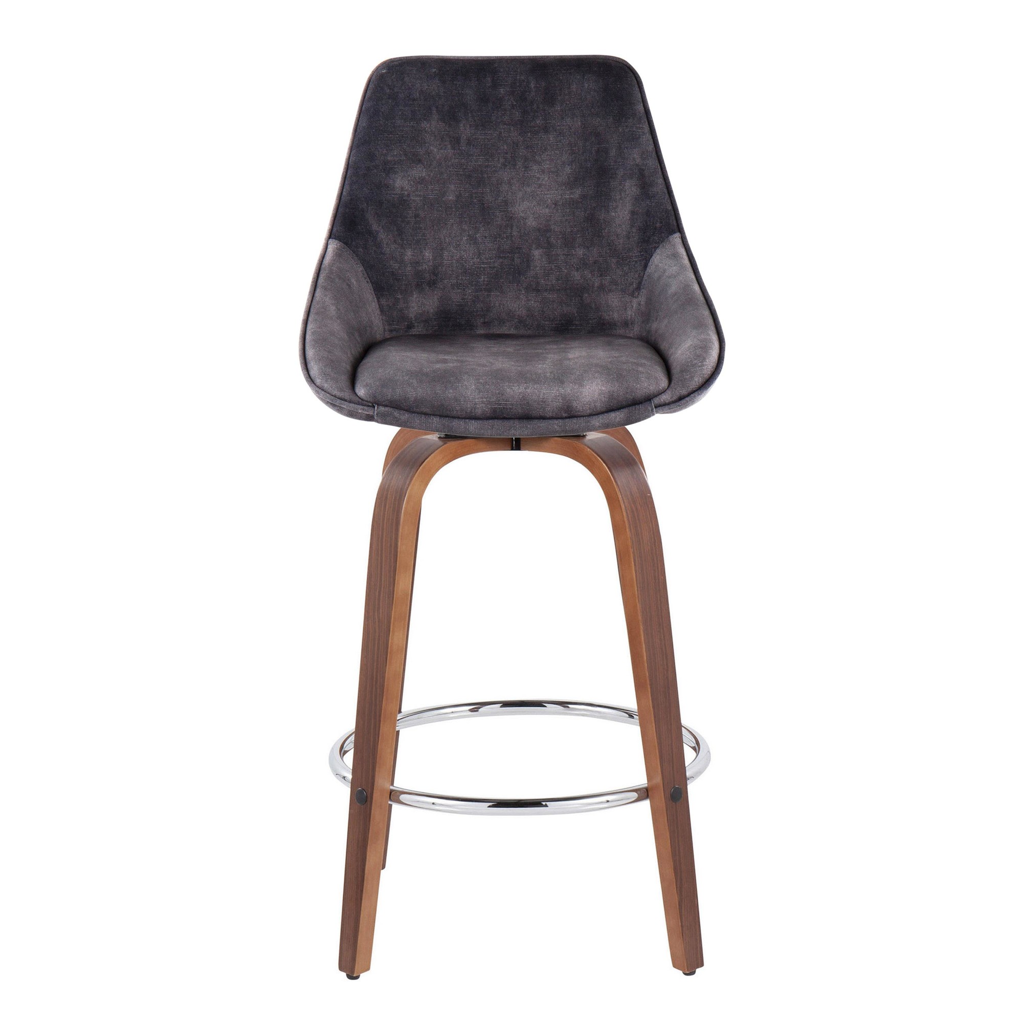 Diana Zebra Wood Grey Velvet Counter Stool (Set of 2) 6 Diana Zebra Wood Grey Velvet Counter Stool (Set of 2) - Image 6