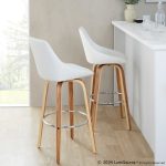 Diana Zebra Wood White Faux Leather 30" Barstools (Set of 2)