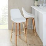 Diana Zebra Wood White Faux Leather 30" Barstools (Set of 2)