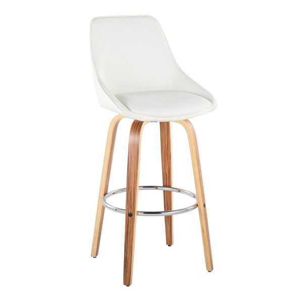 Diana Zebra Wood White Faux Leather 30 Barstools Set of 2 3