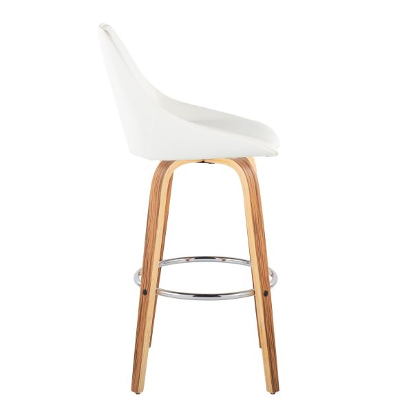 Diana Zebra Wood White Faux Leather 30 Barstools Set of 2 4