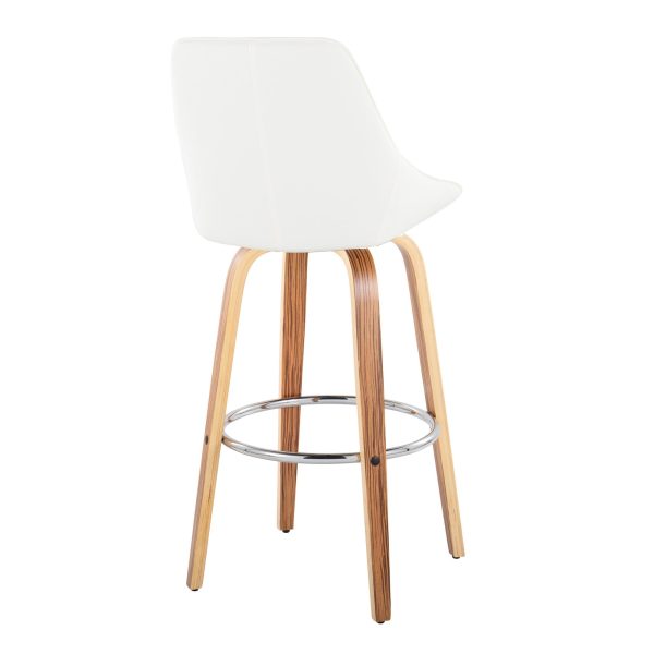 Diana Zebra Wood White Faux Leather 30 Barstools Set of 2 5