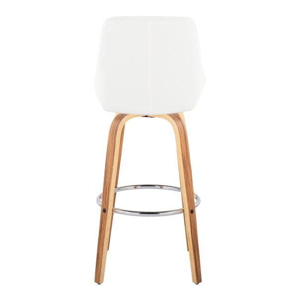 Diana Zebra Wood White Faux Leather 30 Barstools Set of 2 6