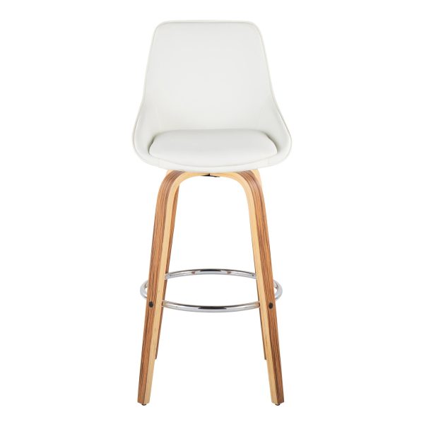 Diana Zebra Wood White Faux Leather 30 Barstools Set of 2 7