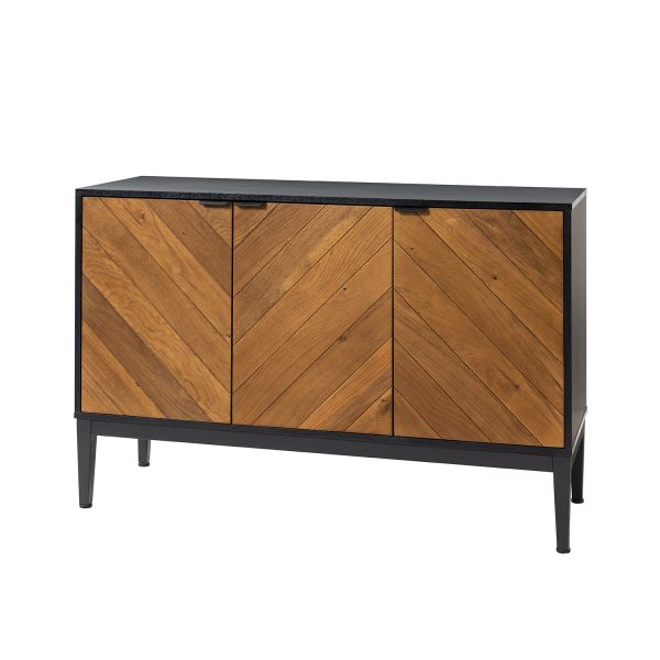 Dick Black 3 Door Herringbone Pattern Sideboard with Adjustable Shelf 1