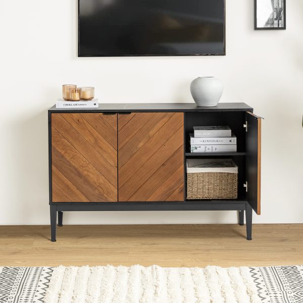 Dick Black 3 Door Herringbone Pattern Sideboard with Adjustable Shelf 3