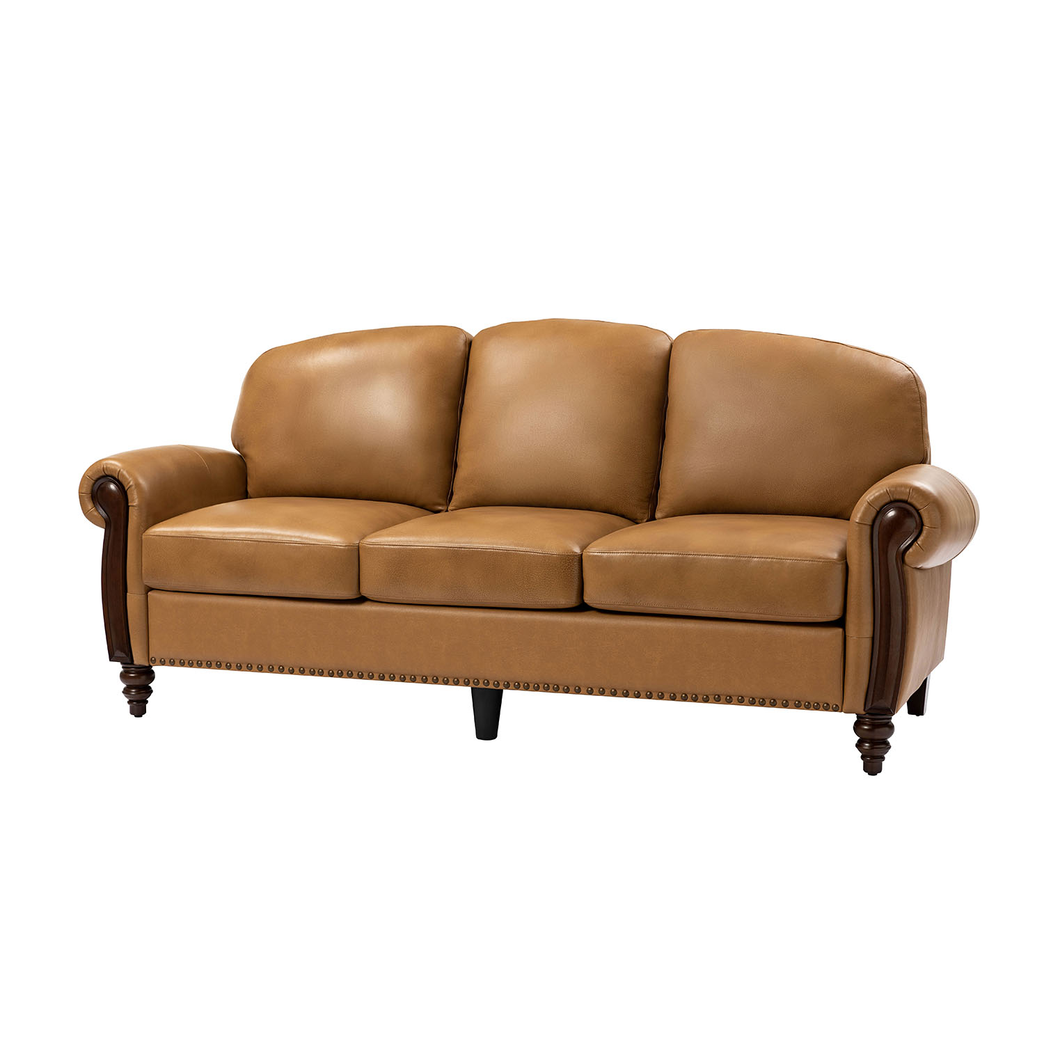 Dietmar Genuine Leather Chesterfield Sofa with Nailhead Trim and Carved Arms 2 Dietmar Genuine Leather Chesterfield Sofa with Nailhead Trim and Carved Arms - Image 2