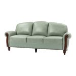 Dietmar Sage Genuine Leather Nailhead Trim Traditional Style Sofa 6 Dietmar Sage Genuine Leather Nailhead Trim Traditional Style Sofa