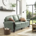Dietmar Sage Genuine Leather Nailhead Trim Traditional Style Sofa 5 Dietmar Sage Genuine Leather Nailhead Trim Traditional Style Sofa