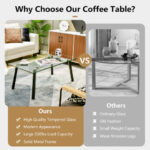 Modern Glass Coffee Table with Metal Frame for Living Room 12 Modern Glass Coffee Table with Metal Frame for Living Room