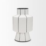 Dinah Large White w/ Black Stripes Ceramic Vase