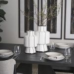 Dinah Small White w/ Black Stripes Ceramic Vase