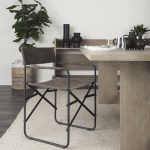 Direttore 19.25L x 20W x 31H Brown/Gray Suede W/ Metal Frame Dining Chair