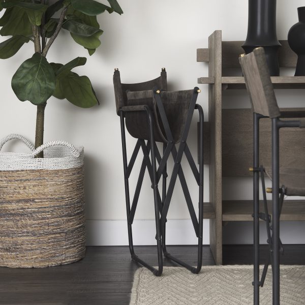 Direttore 19.25L x 20W x 31H BrownGray Suede W Metal Frame Dining Chair 4