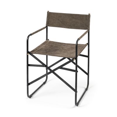 Direttore 19.25L x 20W x 31H Brown/Gray Suede W/ Metal Frame Dining Chair