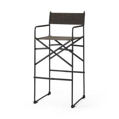 Direttore 19.3L x 19.3W x 44.1H Brown/Gray Suede W/ Metal Frame Bar Stool