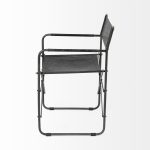 Direttore Black Iron Frame Black Leather Dining Chair