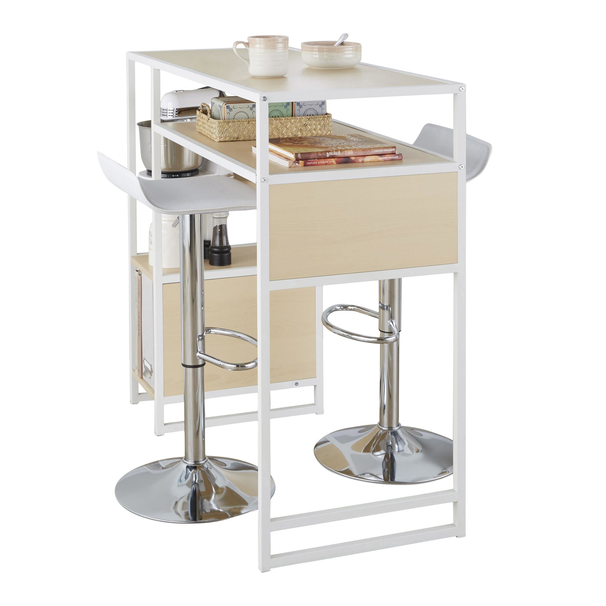 Display-Ale White Farmhouse Bar Set with Storage 2 Display-Ale White Farmhouse Bar Set with Storage - Image 2