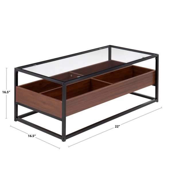 Display Contemporary Coffee Table White Metal Natural Wood Glass 7