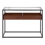 Display Contemporary Console Table Black Walnut Glass