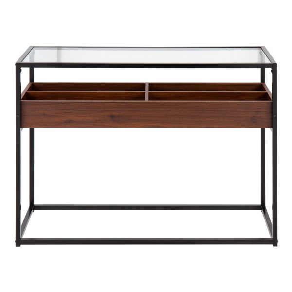 Display Contemporary Console Table Black Walnut Glass 10