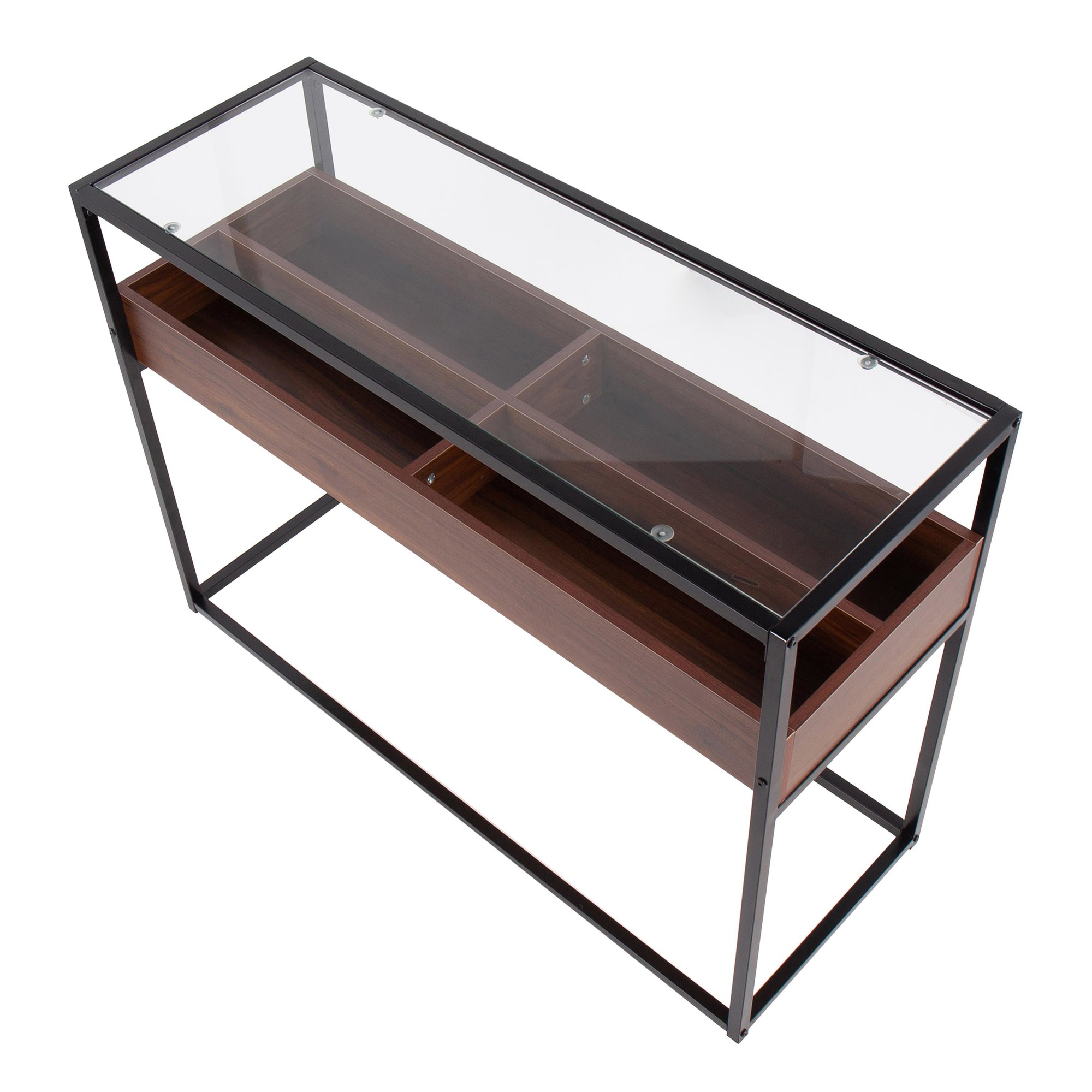 Display Contemporary Console Table Black Walnut Glass 12 Display Contemporary Console Table Black Walnut Glass - Image 12