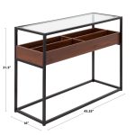 Display Contemporary Console Table Black Walnut Glass