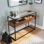Display Contemporary Console Table Black Walnut Glass