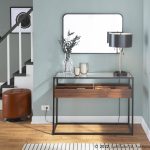 Display Contemporary Console Table Black Walnut Glass
