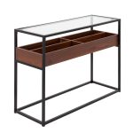 Display Contemporary Console Table Black Walnut Glass