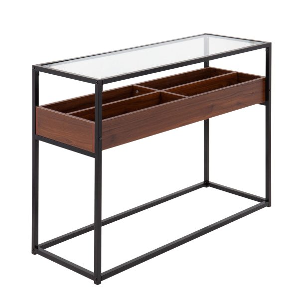 Display Contemporary Console Table Black Walnut Glass 7