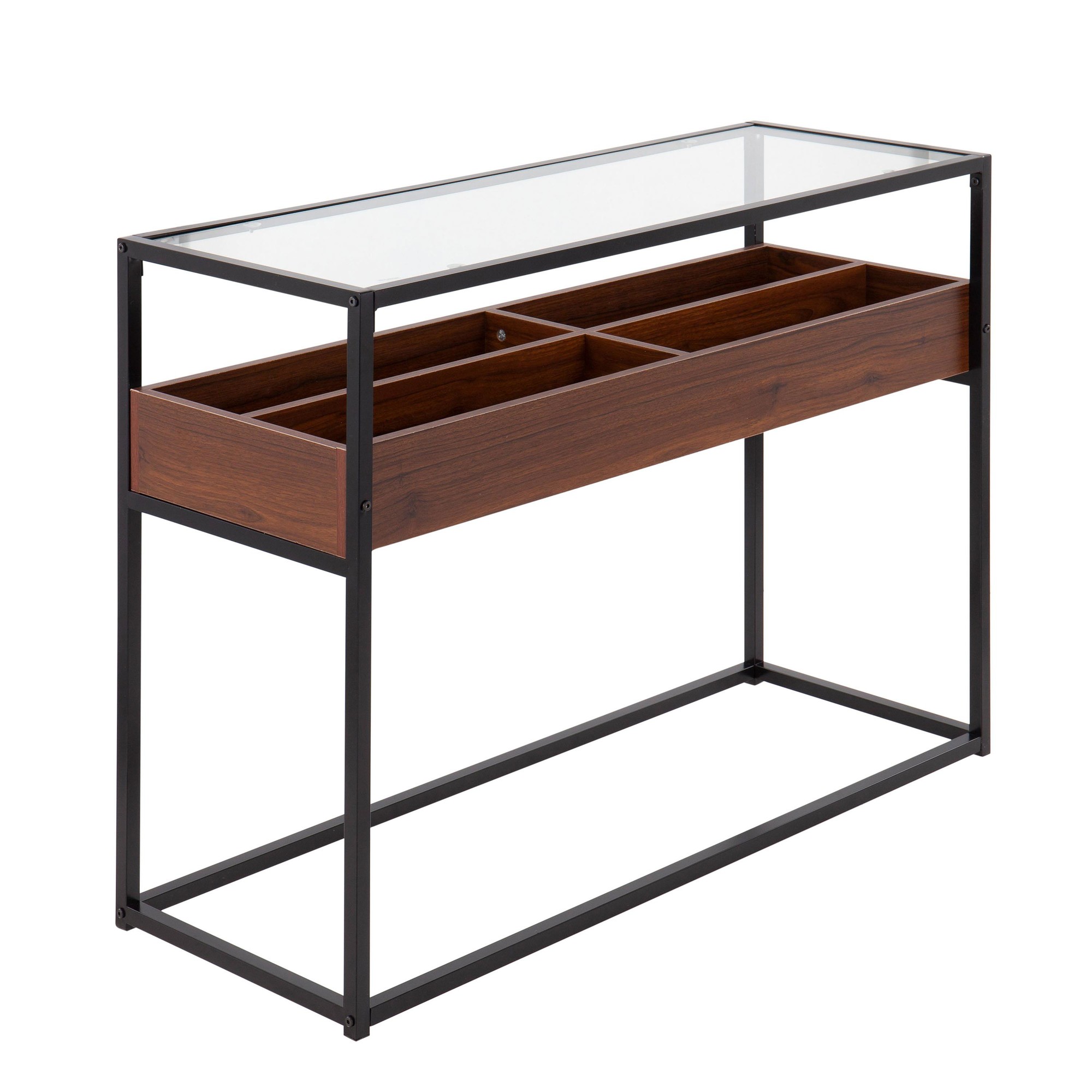 Display Contemporary Console Table Black Walnut Glass 8 Display Contemporary Console Table Black Walnut Glass - Image 8
