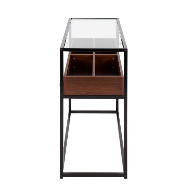 Display Contemporary Console Table Black Walnut Glass 8