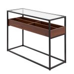 Display Contemporary Console Table Black Walnut Glass