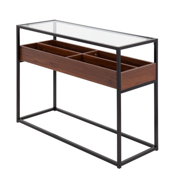 Display Contemporary Console Table Black Walnut Glass 9