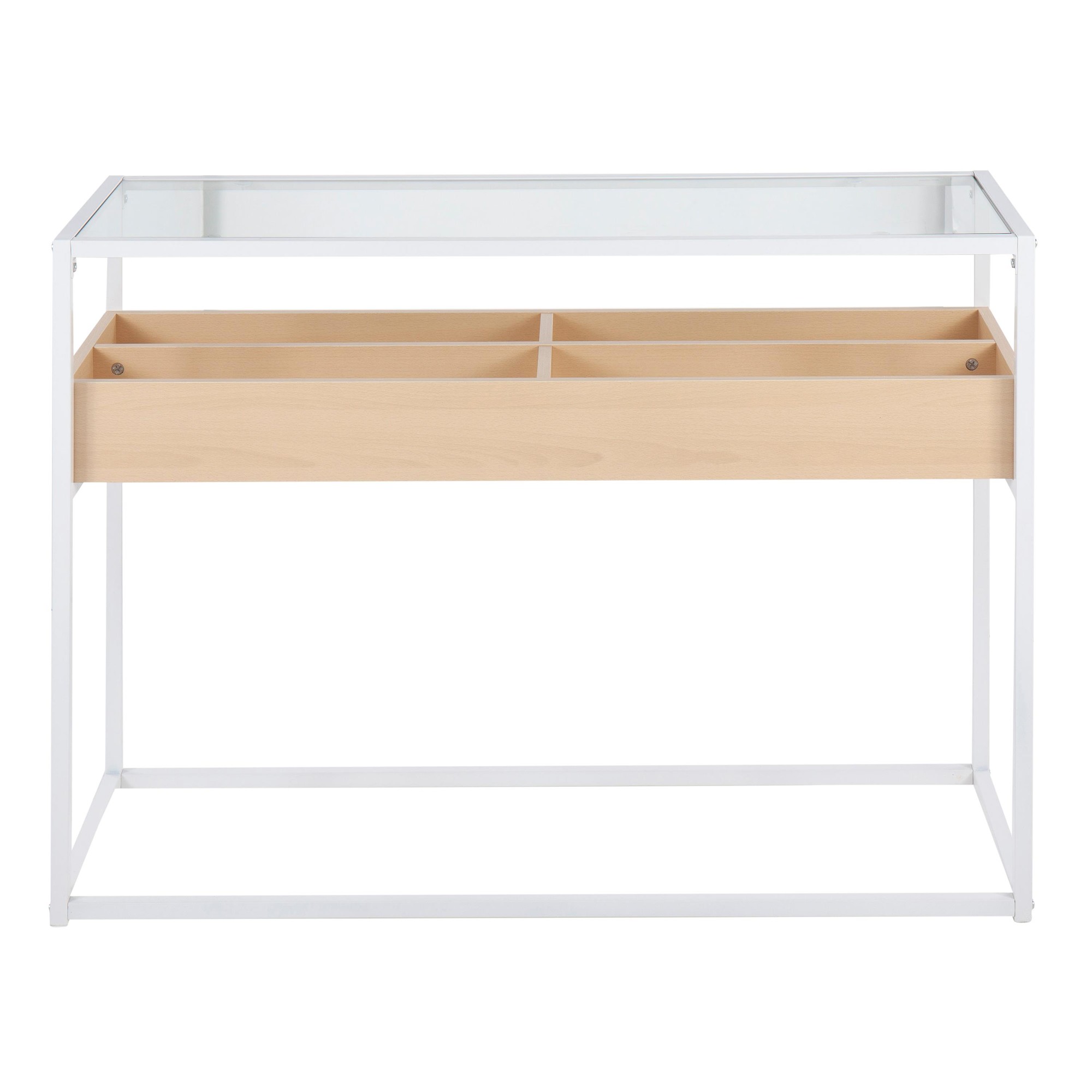 Display Contemporary White Metal Glass Console Table 7 Display Contemporary White Metal Glass Console Table - Image 7